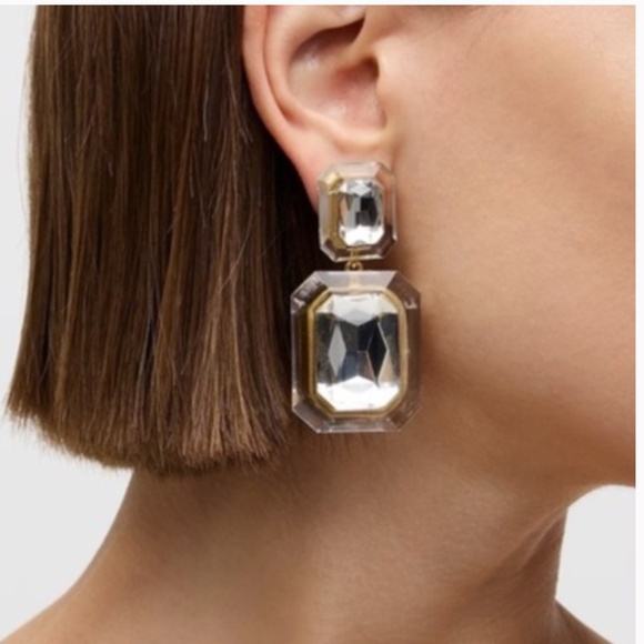 NWT JCREW Oversized Faceted Crystal Drop Earrings - Picture 5 of 5